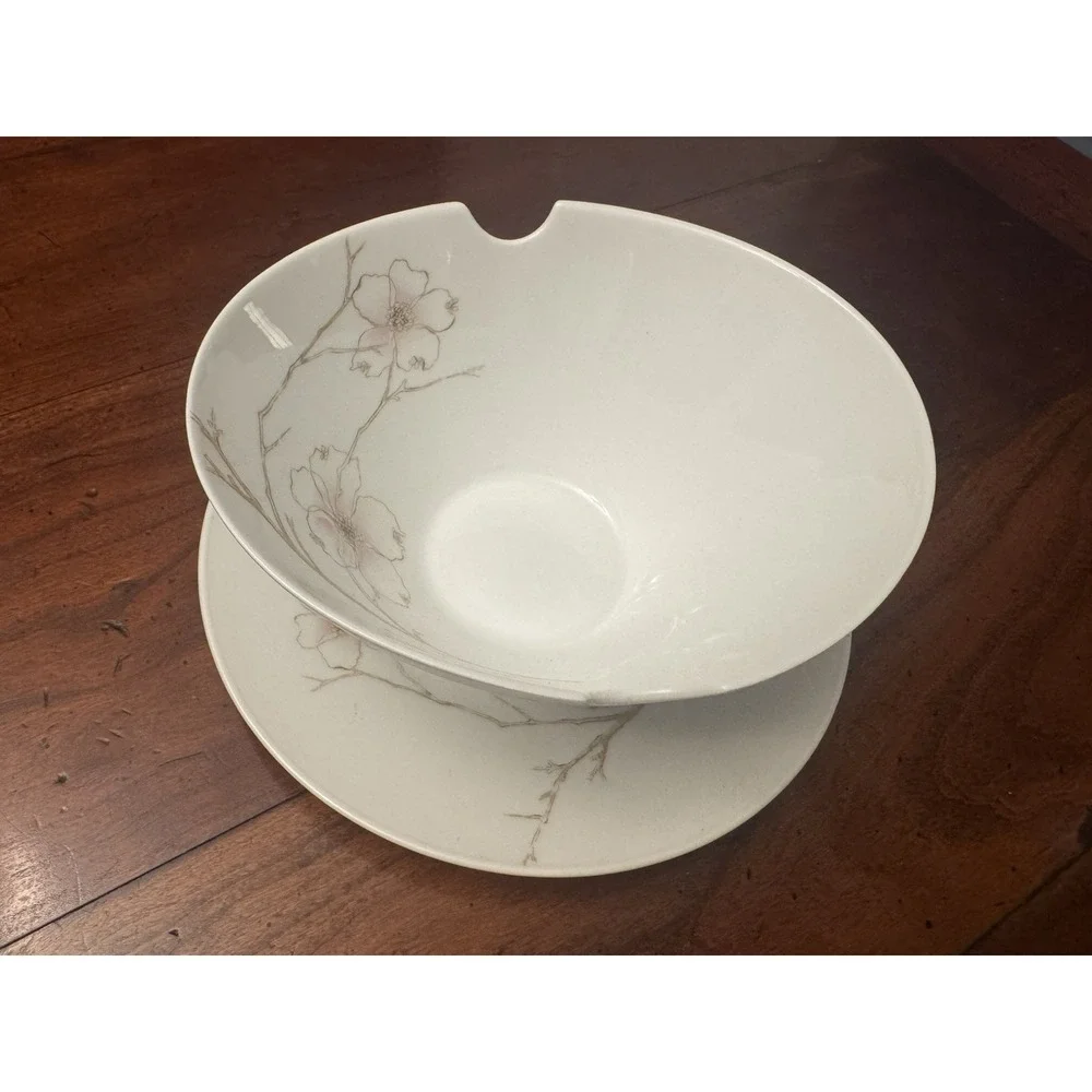 Rosenthal Continental Raymond Loewy Blush Gravy Boat w/ Underplate MCM Pink Gold